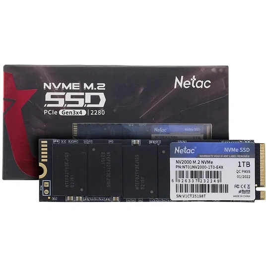 SSD накопитель Netac NV2000 PCIe 3 x4 M.2 2280 NVMe (NT01NV2000-1T0-E4X)