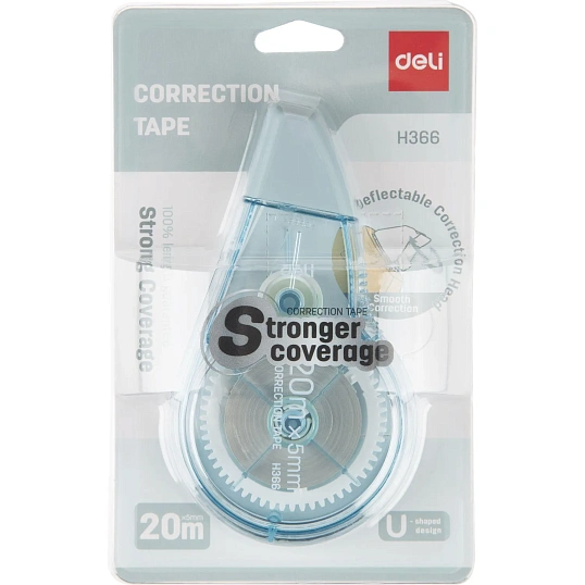 Корректирующая лента Deli EH366 5мм x 20 м, цвет в ассортим, блистер