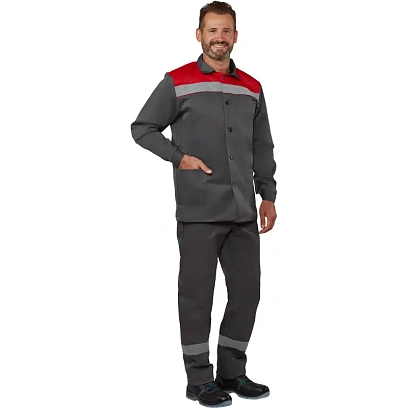 Костюм летний муж. л16-КБР с СОП сер/крас (р.56-58) 170-176