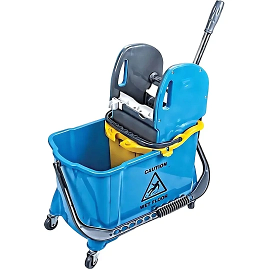 Ведро на колесах с отжимом A-VM, усиленный пластик, 24л, синее HTS731-B