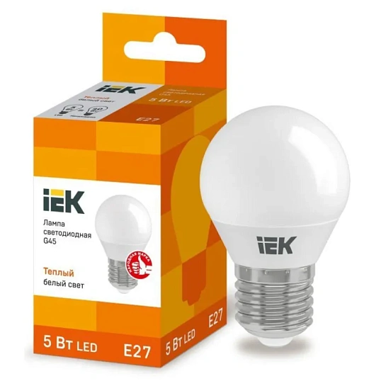 Лампа светодиодная IEK ECO G45 LLE-G45-5-230-30-E27 5Вт 3000К E27