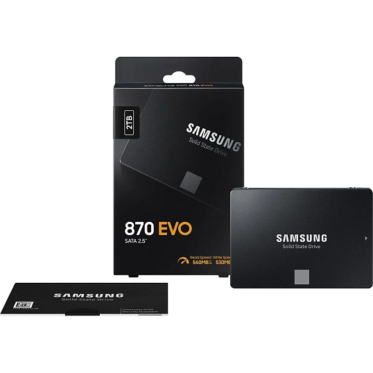 SSD накопитель Samsung SSD 870 EVO, 2000GB, 2.5 7mm, SATA3(MZ-77E2T0BW)