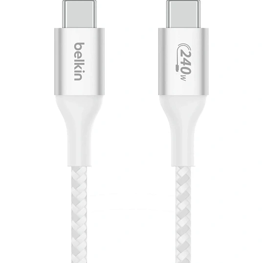 Кабель Belkin (CAB015bt2MWH)BoostCh.240W USB-C to USB-C Braided 2м белый