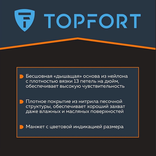 Перчатки защитные TOPFORT НН01 нейлон с нитриловым покрытием р.10