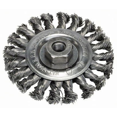 Корщетка для УШМ BOSCH 115мм, M14, дисковая, плоская, витая (2609256512)