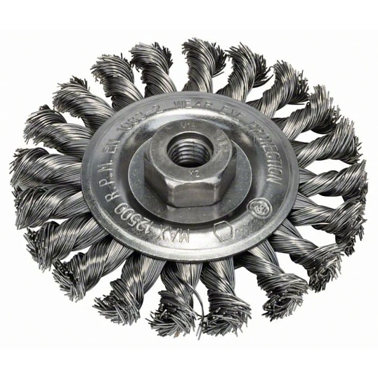 Корщетка для УШМ BOSCH 115мм, M14, дисковая, плоская, витая (2609256512)