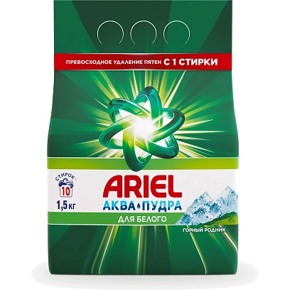 Порошок стиральный Ariel Горный родник Автомат 10 стирок 1.5кг