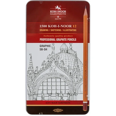 Набор карандашей черногр KOH-I-NOOR 1502/III 5B-5H 12шт./наб.,б/ласт, Чехия