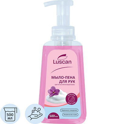 Мыло-пена жидкое Luscan цветочно-фруктовый микс 500мл с дозатором