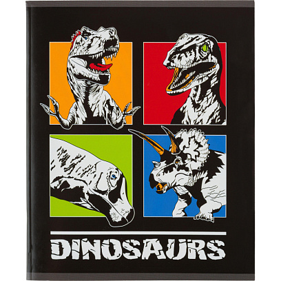 Тетрадь общая А5 48л №1School Dinosaurs,клет,скреп, ВД-лак