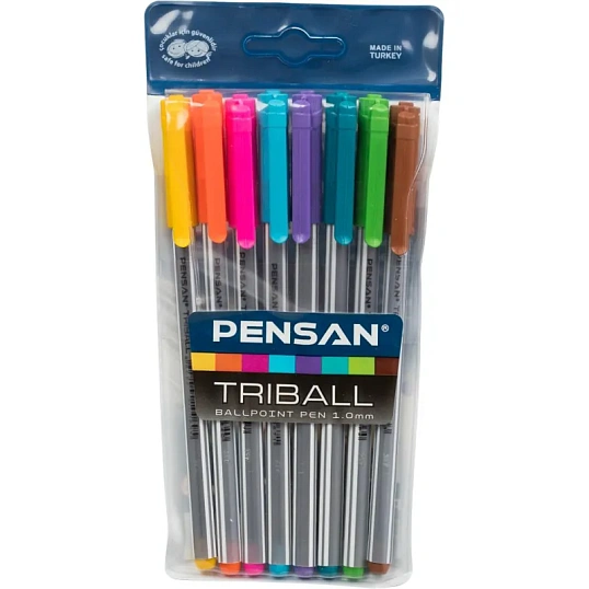 Набор шариковых ручек неавт. PENSAN TRIBALL набор8цв,1,0,масл,1003/PVC8
