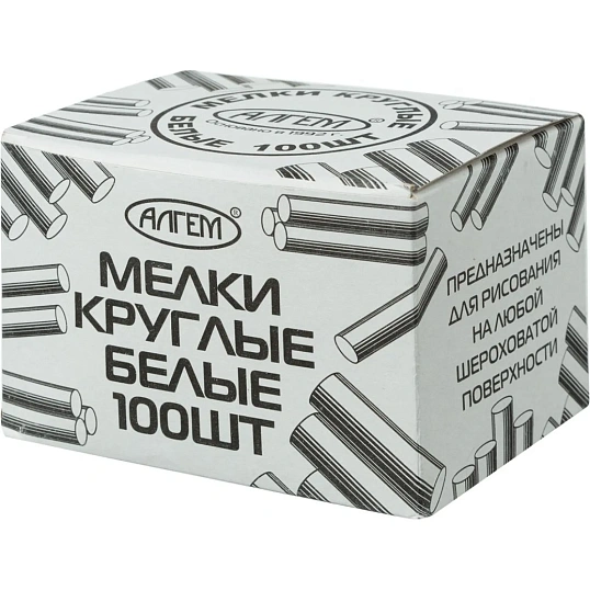 Мел школьный Алгем 100 шт белый круглый, МКБ 100