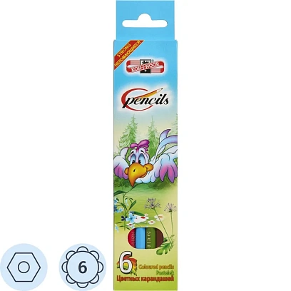 Карандаши цветные KOH-I-NOOR ПТИЦЫ 6 цв. шестигр, 3551/6 2 KS