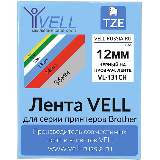 Картридж Vell VL-131CH (с чип.12мм,черн.на прозрю)PT-100E/100ECH/D200