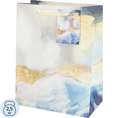 Пакет подар. с мат. лам. 18x23x10 см ( M) Голубые изыски, 210 г ПКП-9414