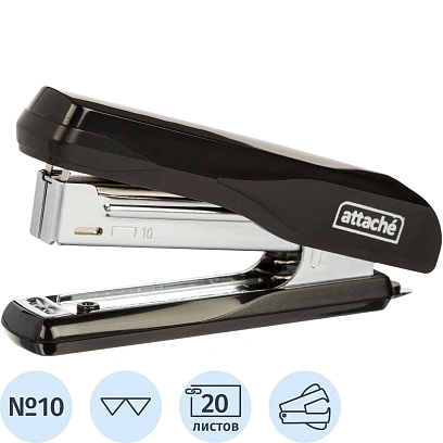 Степлер Attache PSBK1020 (№10) до 20 лист., пластик/металл, чёрный