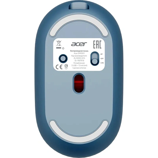Мышь компьютерная Acer OMR301 1600dpi/беспроводная/BT/Radio/USB/синий