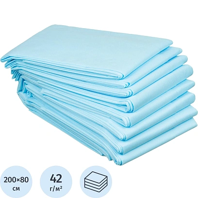 Простыня н/с 200x80см спанбонд пл.42 штучное сл. 10шт/уп  Гекса