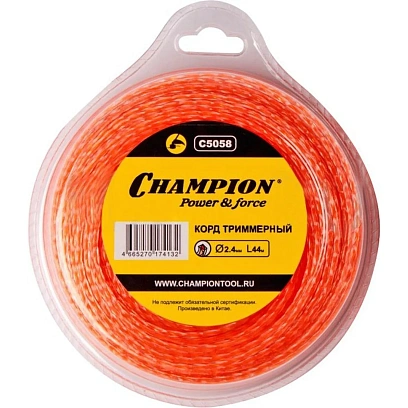 Леска для триммера Square Twist DUO 2,4 мм 44м витой квадрат CHAMPION C5058