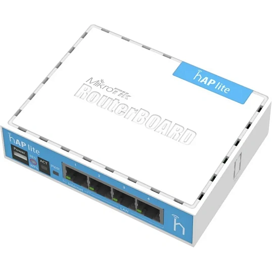 Маршрутизатор Wi-fi MikroTik RouterBOARD hAP lite RB941-2nD,N300,USB,PoE