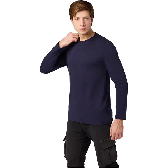 Футболка (160 г.) с длинным рукавом т.-син.(M)