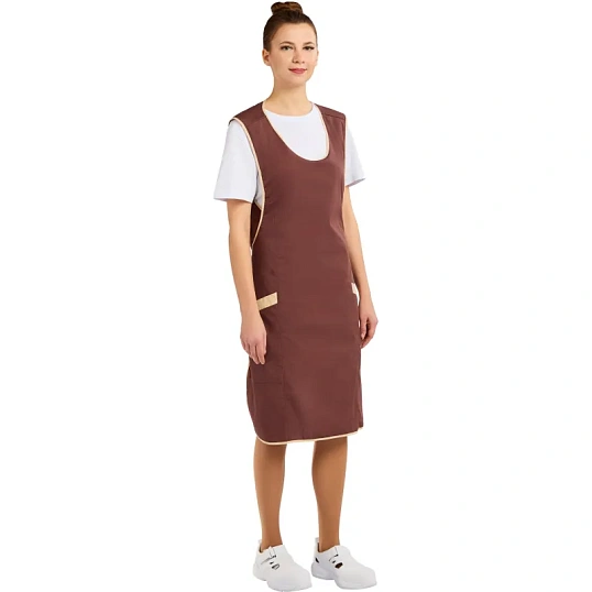 Фартук сарафан Маркет Мастер  цвет шоколадный/бежевый