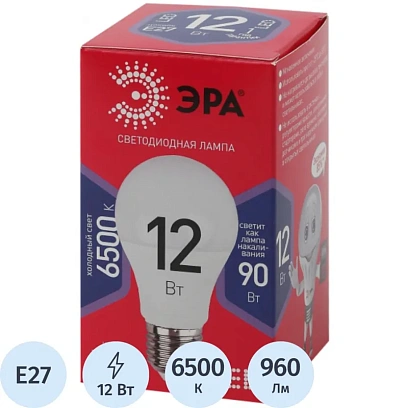 Лампа светодиодная ЭРА LED A60-12W-865-E27 R 12Вт Е27 6500К Б0045325