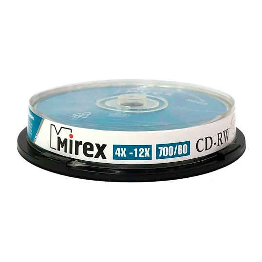 Носители информации CD-RW, 4x-12x, Mirex, Cake/10, UL121002A8L