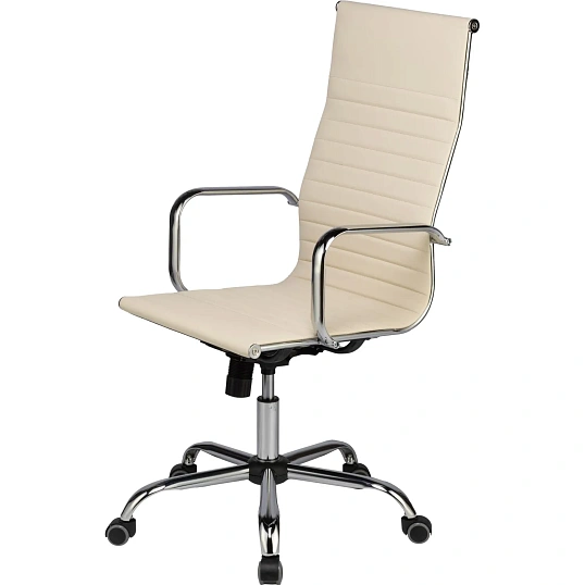 Кресло ЮШД Комус Мебель Easy Chair 711 экокожа, бежевый, хром