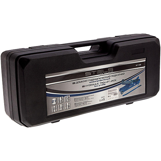 Домкрат гидрав подкат 2т Low Profile, 80-380 мм, в пласт. кейсе Stels 51130