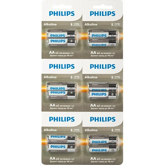 Батарейка Philips Entry АА LR6-2BL/LR6A12S/51 алкалин. 1,5v 2х6 шт/уп