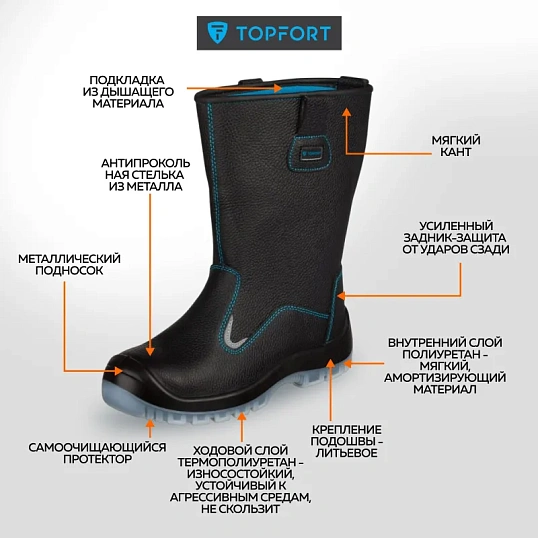 Сапоги ТОПФОРТ 5 МПП, ПУ/ТПУ р.42