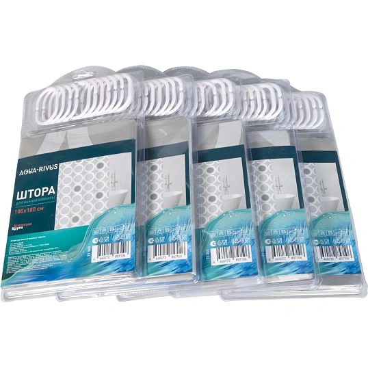 Штора  для ванной Круги  180х180см PEVA, цв. серо-белый,, 5 шт/уп