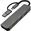 Разветвитель USB PERO MH05 USB-С/A TO SD+TF+USB 3.0+2xUSB 2.0 серый