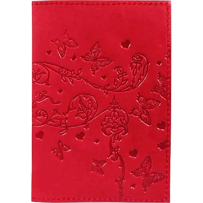 Обложка для паспорта Вдохновение нат.кожа тисн.конгрев красн 1,2-040-201-0