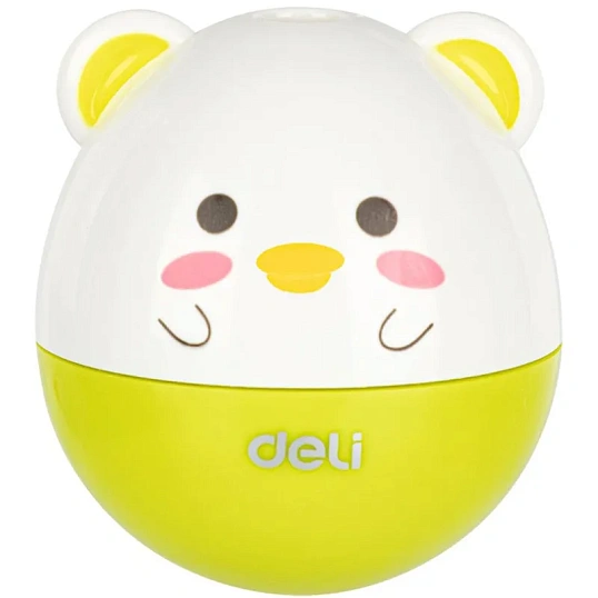 Точилка ручная Deli, 1 отв., с контейнером, пластик, картонная уп., ассорти