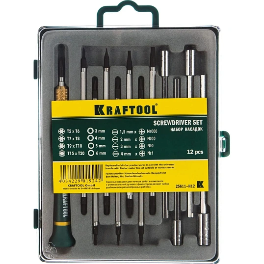 Набор отверток для точных работ Precision-20, 12 предм., KRAFTOOL 25611-Н12
