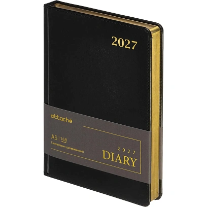 Ежедневник датированный 2027 Attache А5 168л 143x210 черн (золотист срез)