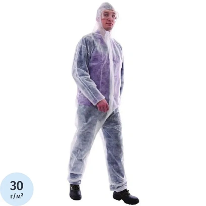 Комбинезон одноразовый Каспер, белый, 30 г/м2, р-р.4ХL 1 шт/уп