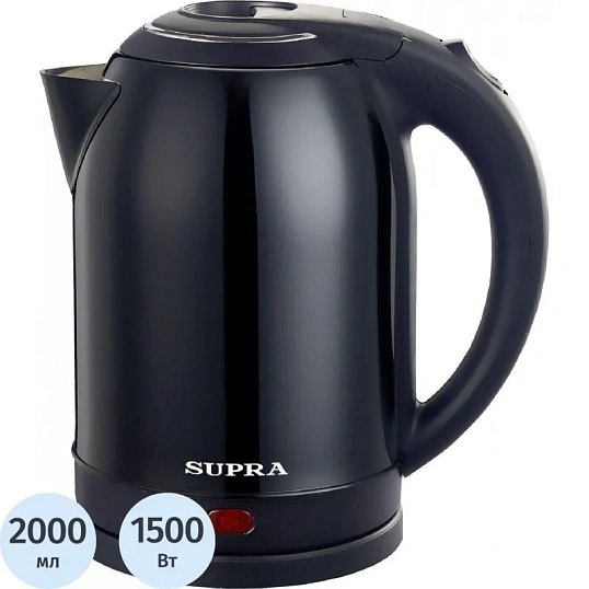 Чайник SUPRA KES-2003N black, 2л, 1500Вт, металл