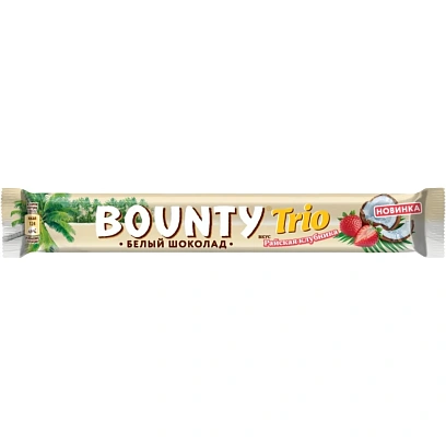 Шоколадный батончик Bounty ТРИО клубника белый шоколад, 78г
