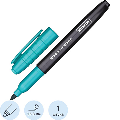 Маркер перманентный ATTACHE зеленый 1,5-3мм.