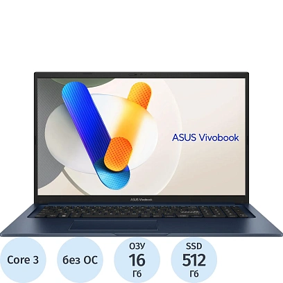 Ноутбук Asus X1704VA-AU984(90NB13X2-M00MM0)Core3-100U/16Gb/512Gb/17.3/No OS