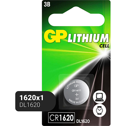 Батарейка GP Lithium CR1620 бл/1шт, CR1620-7C1
