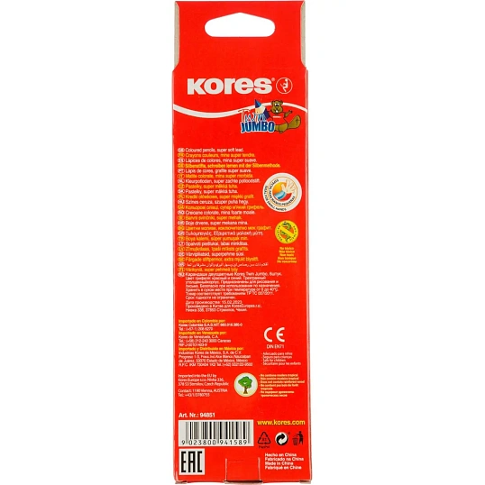 Карандаши цветные 2цв 3-гран,двустор Kores JUMBO 94851