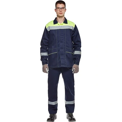 Костюм рабочий летний муж л35-КПК син/лимон (р.56-58) 170-176