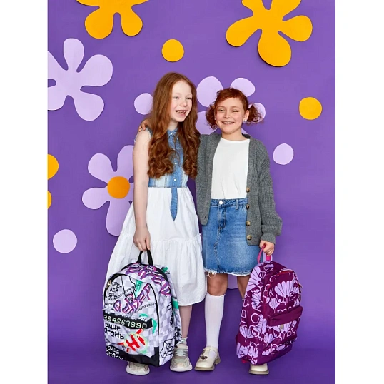 Рюкзак школьный Комус Класс Shape, Граффити, Серый, 1 отд