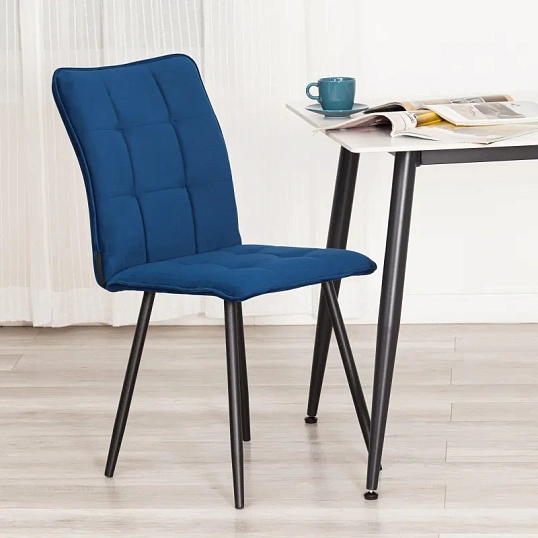 Стул Комус Мебель Flame велюр, 41х55х89, Blue (синий)