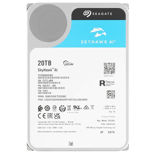 Жесткий диск Seagate SkyHawkAI SATA 20TB 512E/7200/256mb(ST20000VE002)