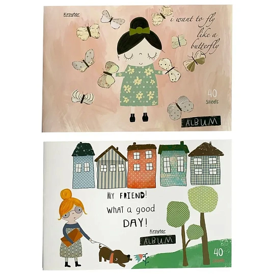Альбом для рисования Kroyter А4 40л скл,бл.100г, Frends,диз.в асс.64447